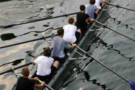 Image of men rowing. The mission of the heartland CBMC is to present Jesus Christ as Savior and Lord to business and professional men and to develop Christian business and professional leaders to carry out the Great Commission.