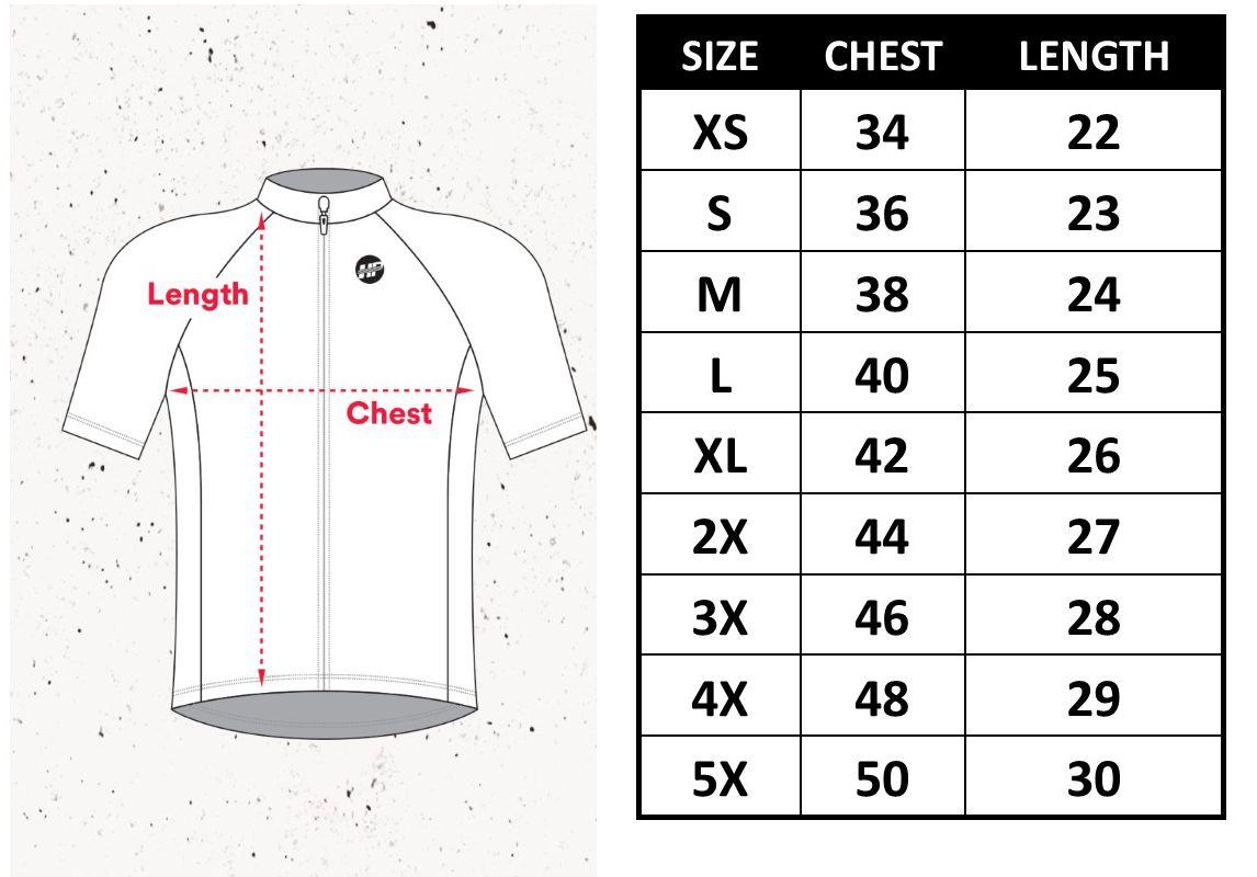 Men's cycling jersey size chart