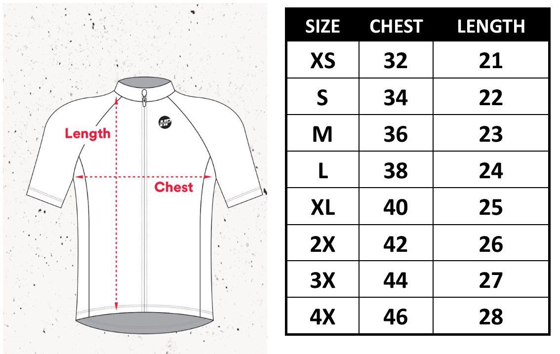 Women's cycling jersey size chart
